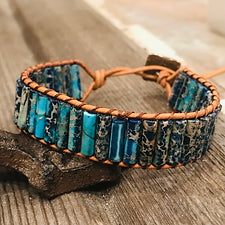 Blue Impression Jasper Cylinder Bead Bracelet