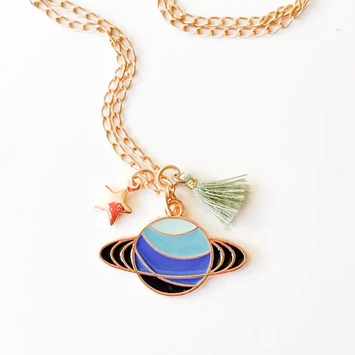 Kids Multicharm and Tassel Necklace - Planet