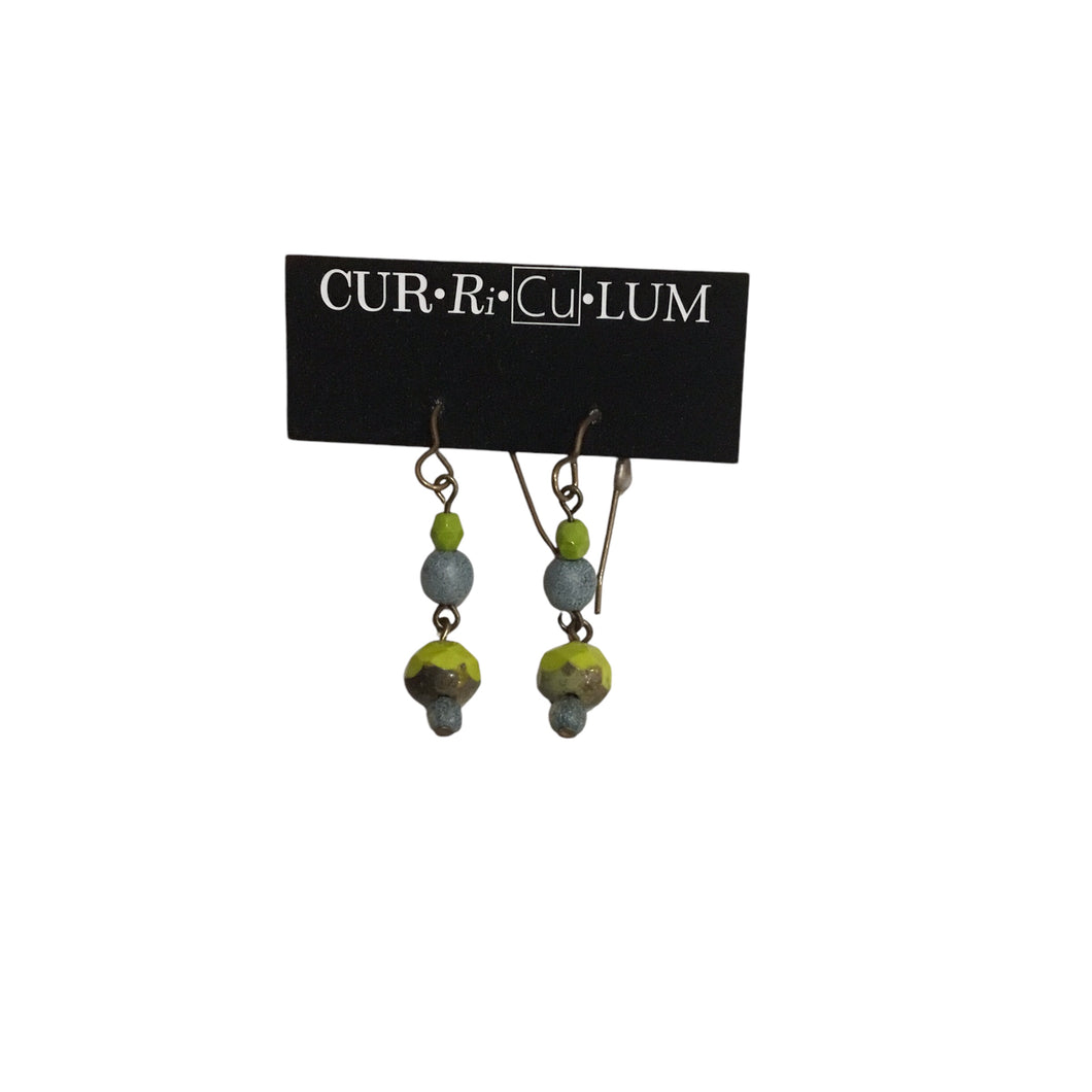 Mixed Blue and Green Czech Glass Earrings