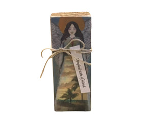 Small Wood Block Angel "A Tropical State Of Mind"