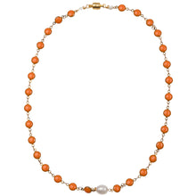 Orange Enamel Choker with Pearl