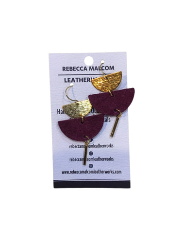 Halfmoon with Bar Earrings - Purple