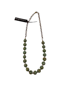 20" Green Melon Bead Necklace--Czech Glass Beads