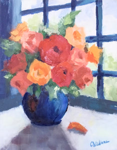 Roses in a Blue Vase