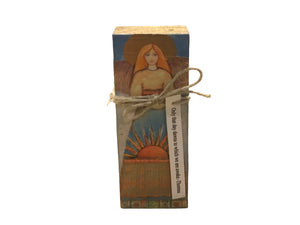 Small Wood Block Angel "Only That Day Dawns..."