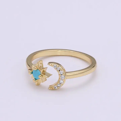Moon and Stars Gold Ring