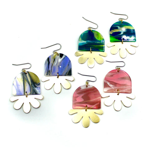 Swirly Half Flower Earrings