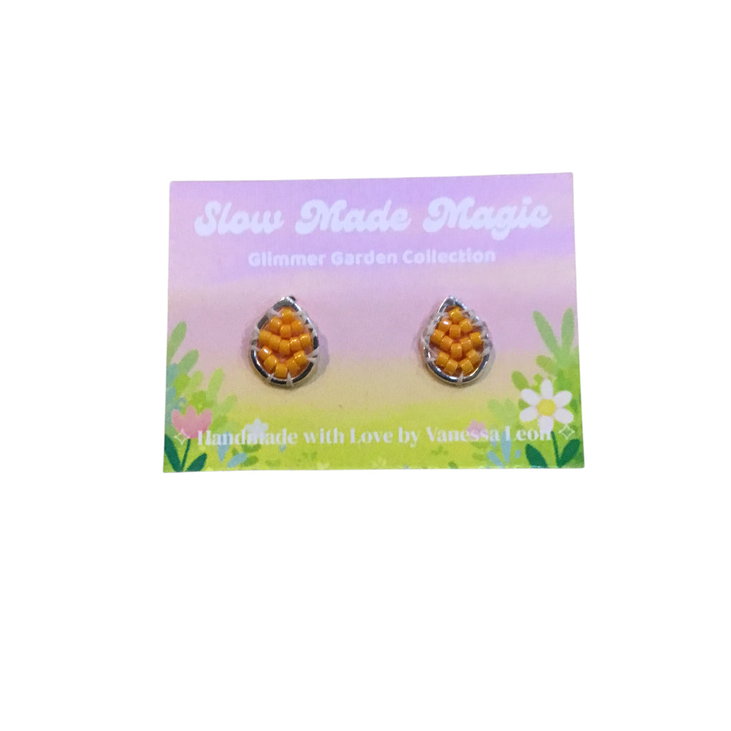 Leaf Stud Earrings - Yellow