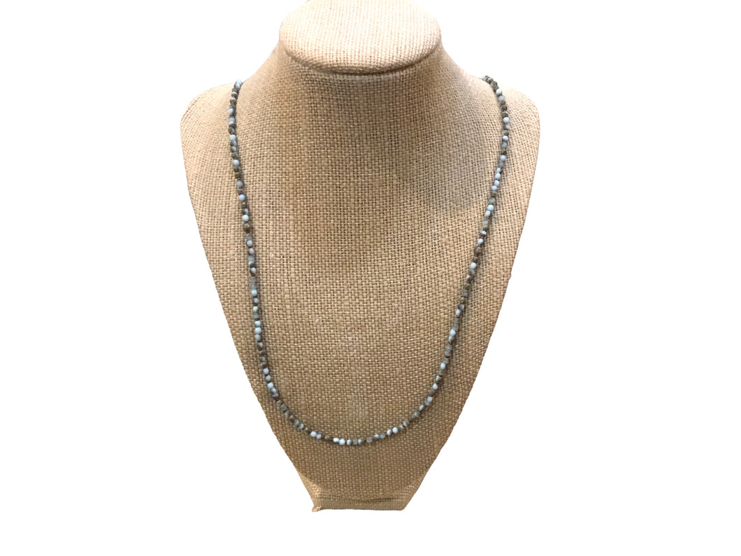 Mint blue & gold Czech glass wrap necklace 46