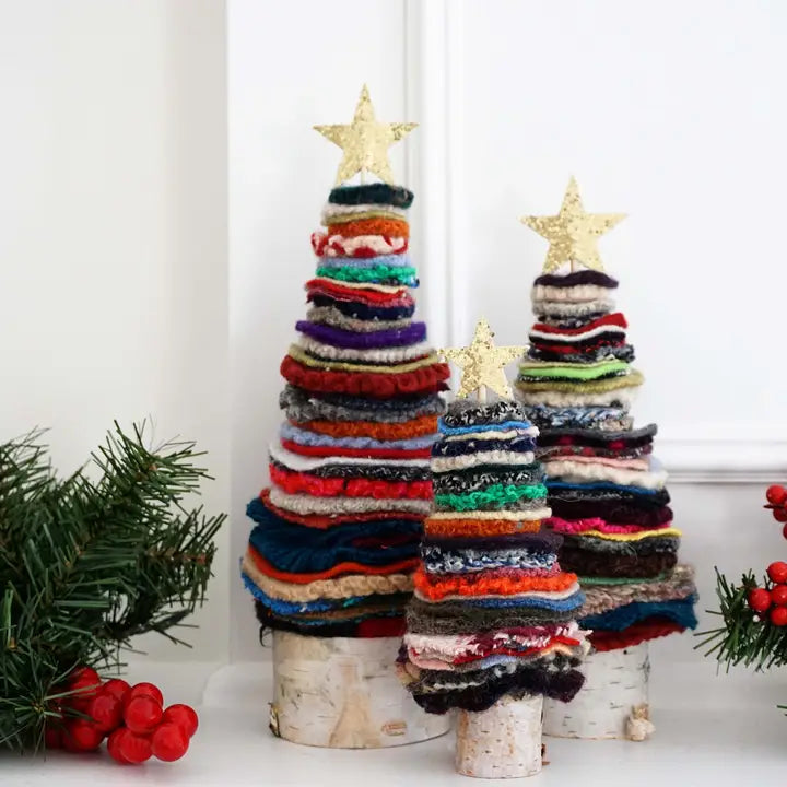 Felted Wool Christmas Tree Set