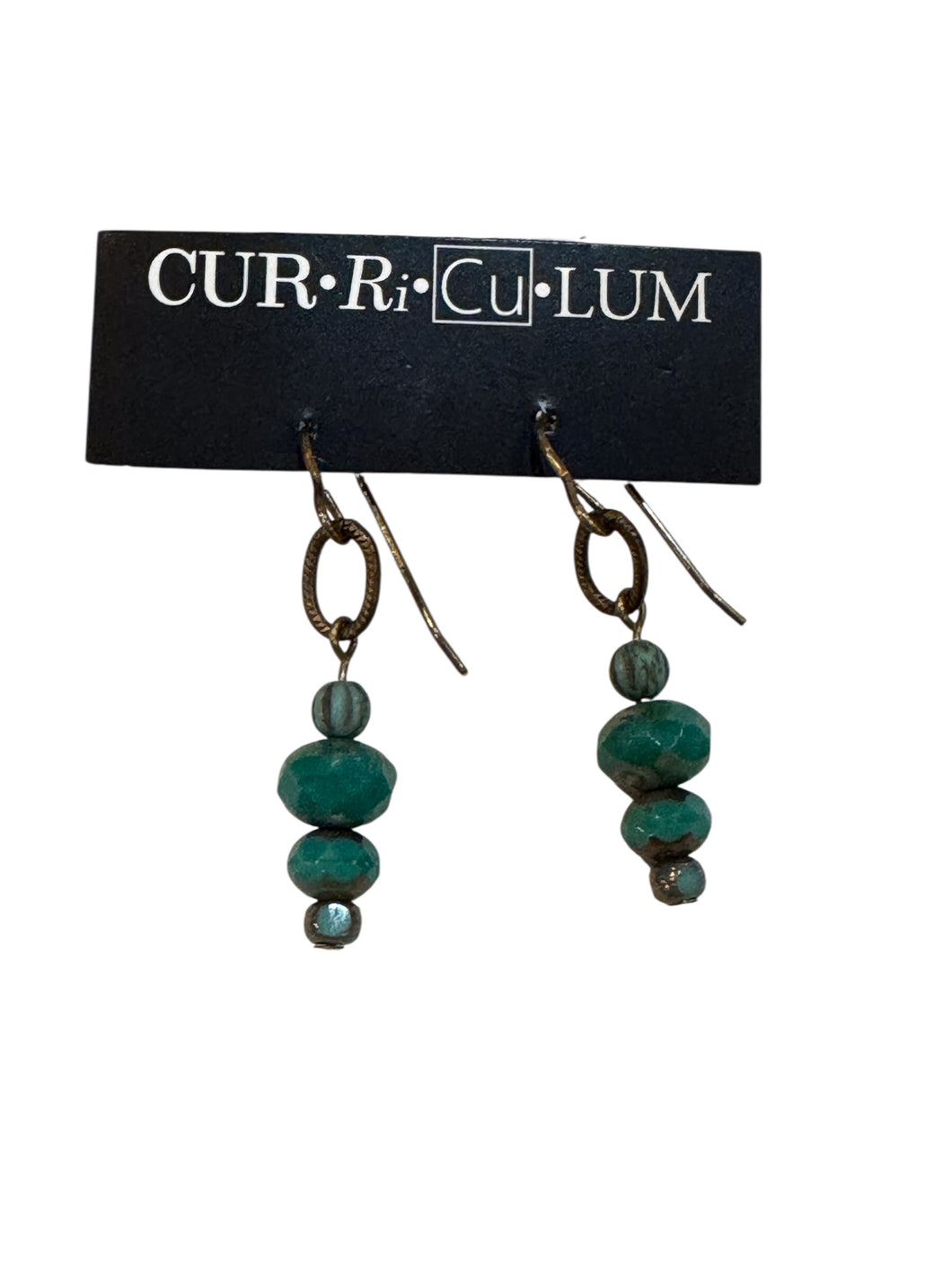 Dark Teal and Blue Czech Glass Mixed Earrings