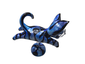 Blue Flame Flying Dotted Cat on Stand