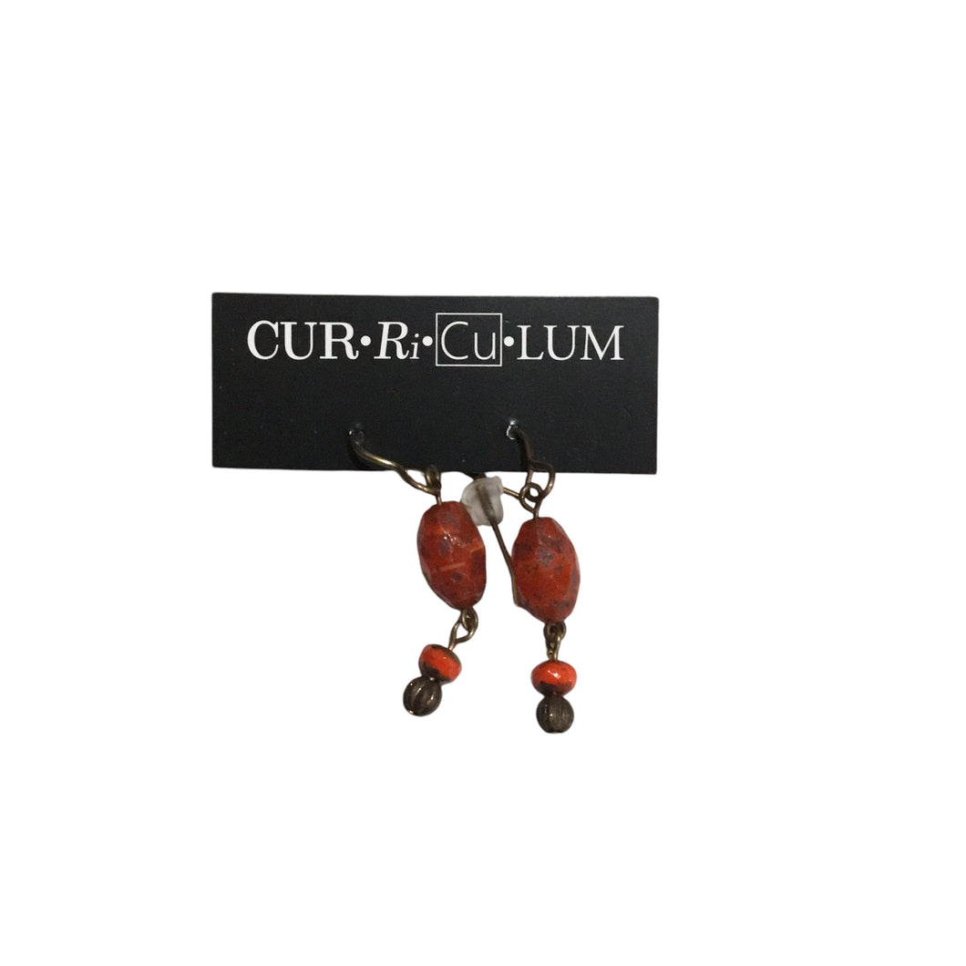 Red Etched Czech Glass Earrings