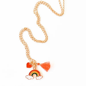 Kids Multicharm and Tassel Necklace - Rainbow