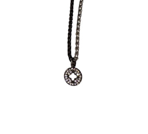 Black and Silver Stainless Steel Necklace with Sparkle Charm