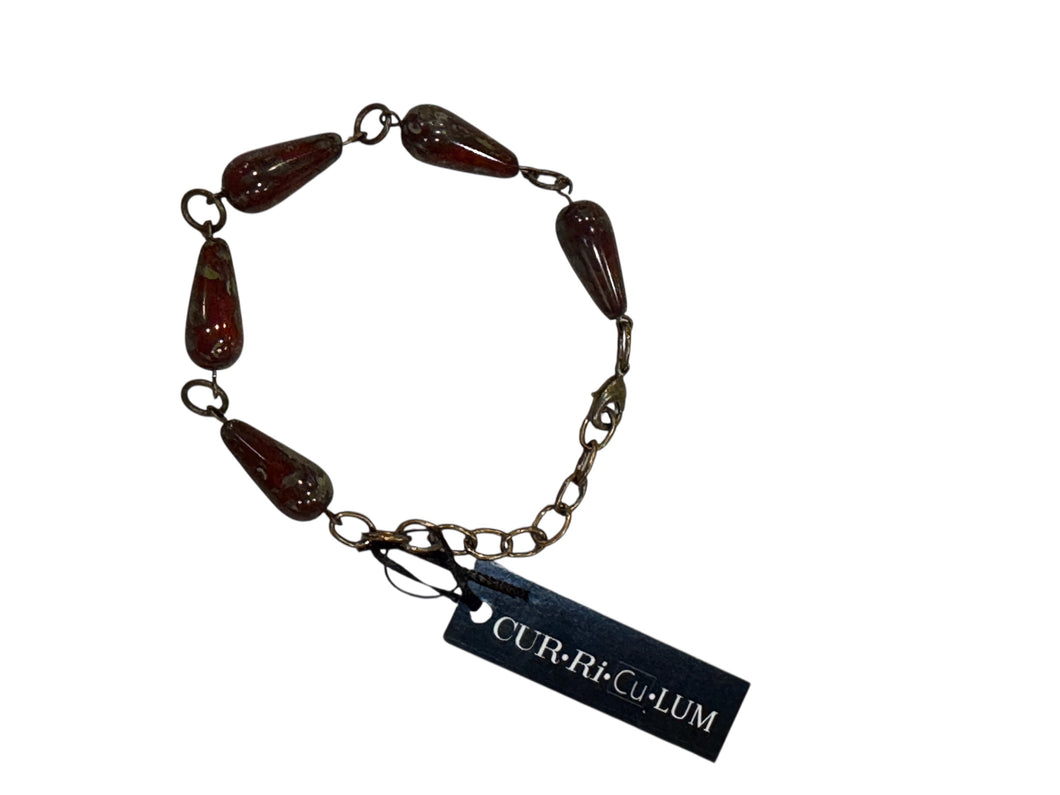 Red with Picasso-Finish Drop Czech Glass Bracelet