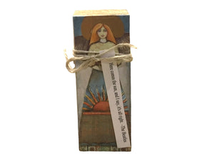 Small Wood Block Angel "Here Comes the Sun...."