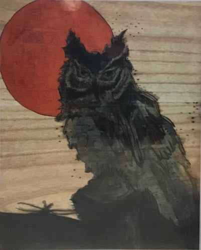 Great horned owl copper moon