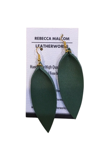 Skinny Leaf Earrings - Jade