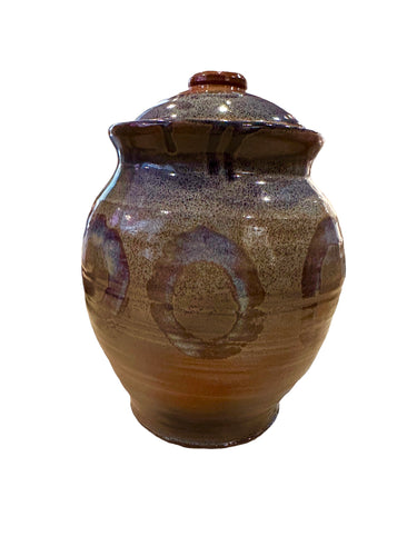 Bigger Georgia Clay Blue and Brown Jar with Lid