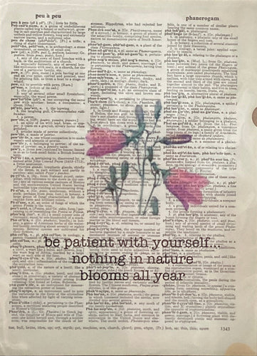 Dictionary Art Print - Be Patient with Yourself