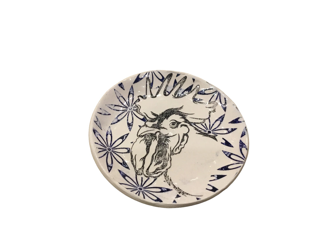 Trinket Dish/Blue Rooster