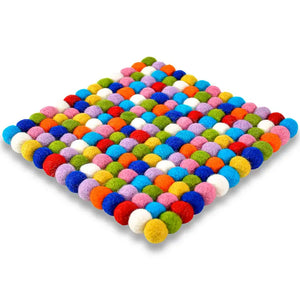 Square Pom-Pom Trivets- Multi Color