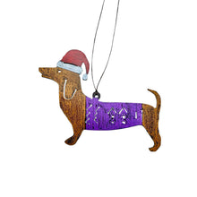 Dachshund Santa Ornament