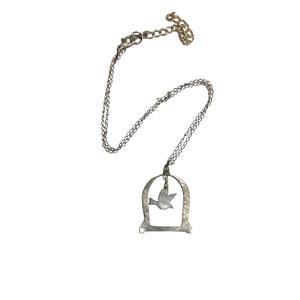 Silver Bird on Stand Necklace