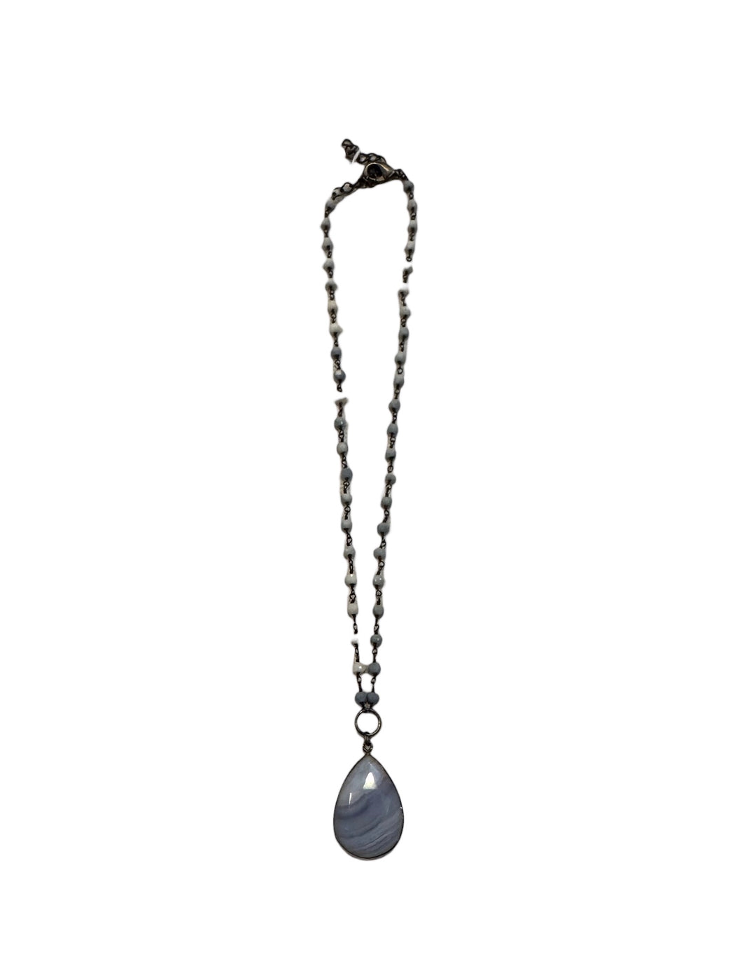 Blue Lace Agate Teardrop Necklace