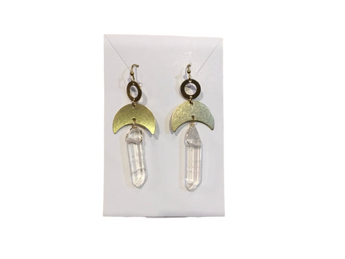 Quartz and Brass Stalactite Earrings