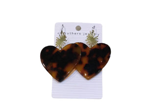 Large amber heart earrings