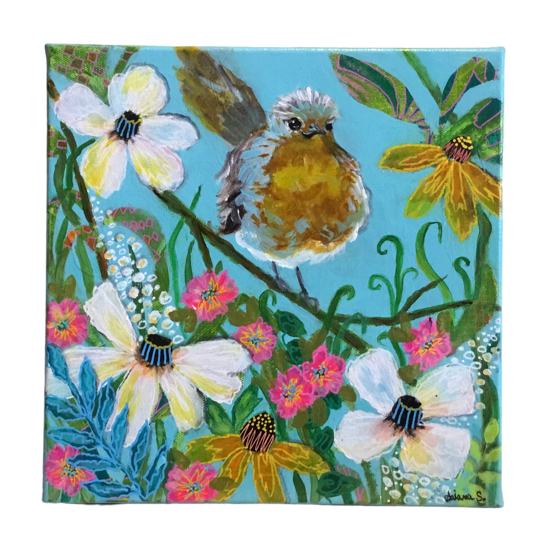 Brown Bird & Florals