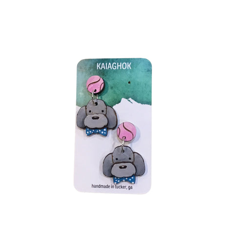 Gray Poodle Earrings