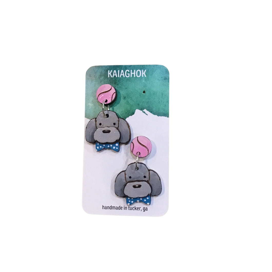 Gray Poodle Earrings