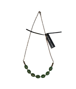 20" Green Kiwi Bead Necklace--Czech Glass Beads
