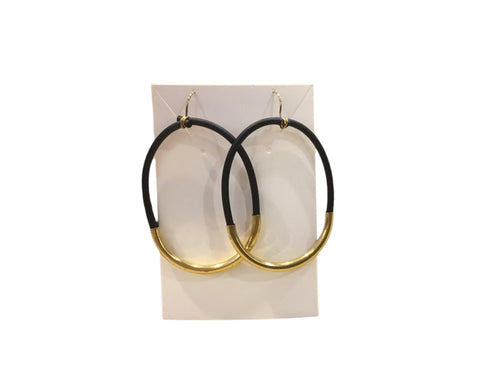 Oval Rubber and Brass Earrings