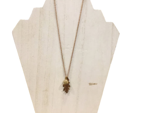 Brass and Quartz Leaf Necklace