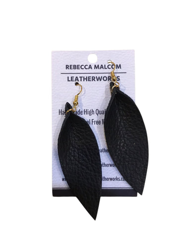 Skinny Leaf Earrings - Black