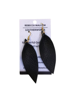 Skinny Leaf Earrings - Black
