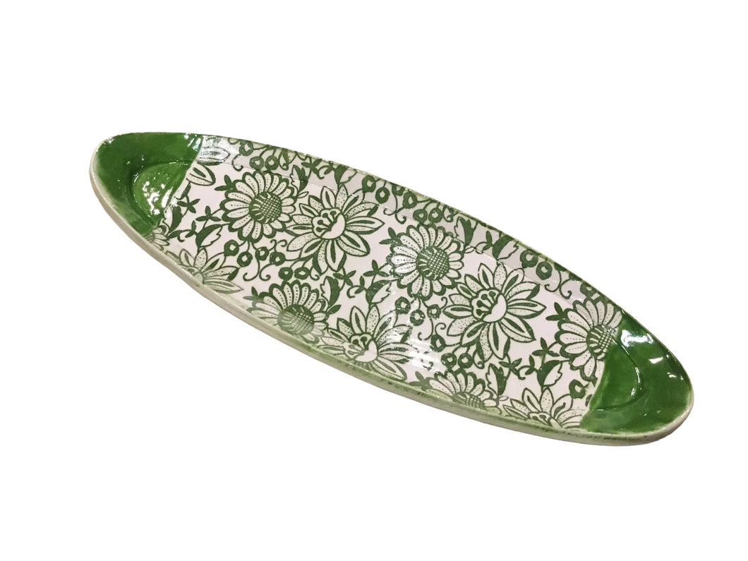 Long green trinket dish
