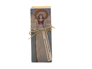 Small Wood Block Angel "Love yourself for all you have been..."