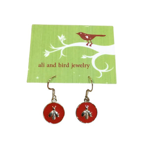 Red Bee Earrings