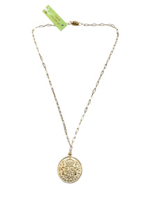 Tiny Paperclip Chain with Spanish Coin