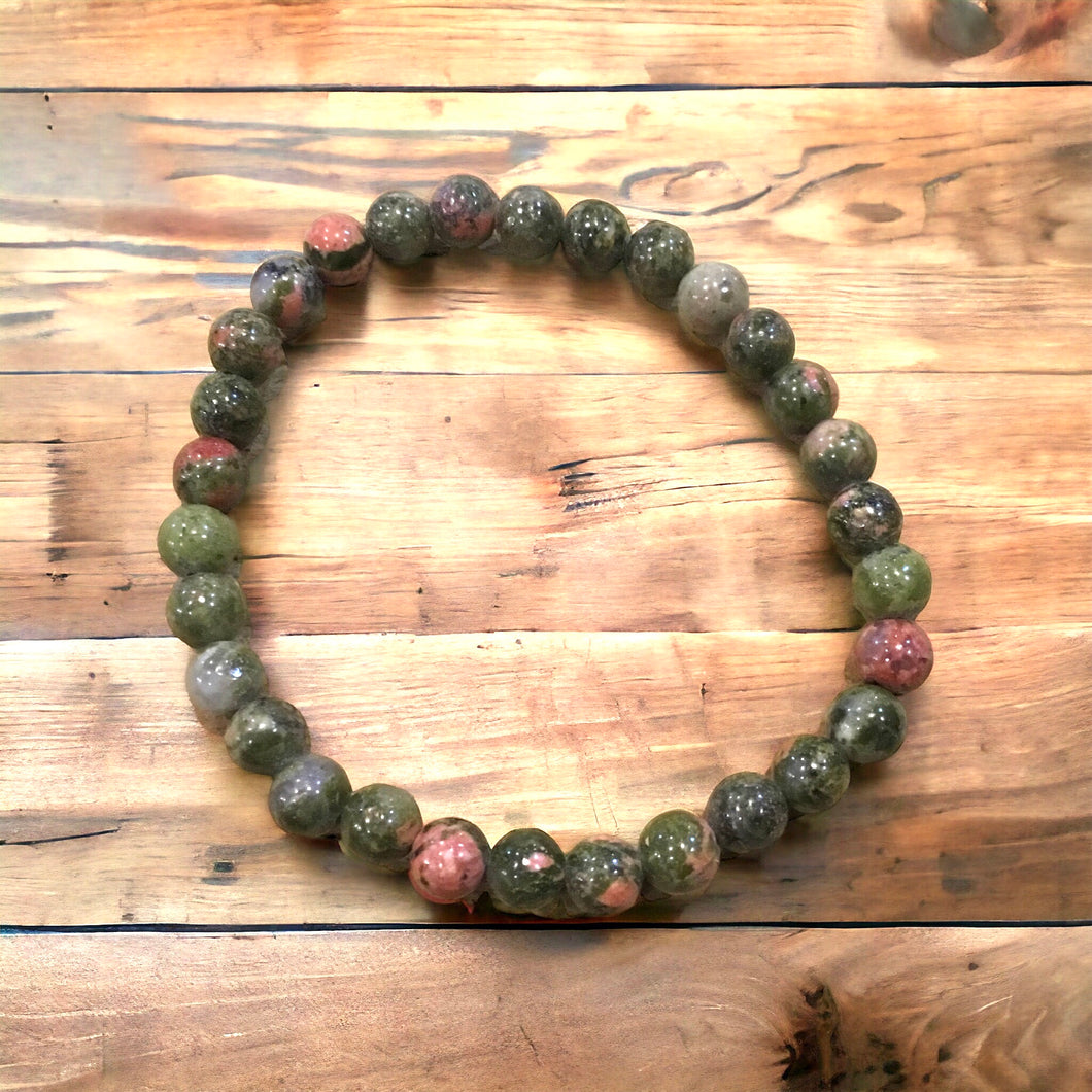 Unakite Jasper Bracelet--6 mm