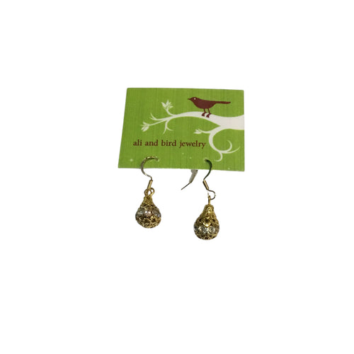 Gold Filigree and Crystal Earrings