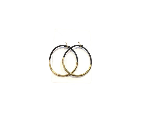 Circle Rubber and Brass Earrings