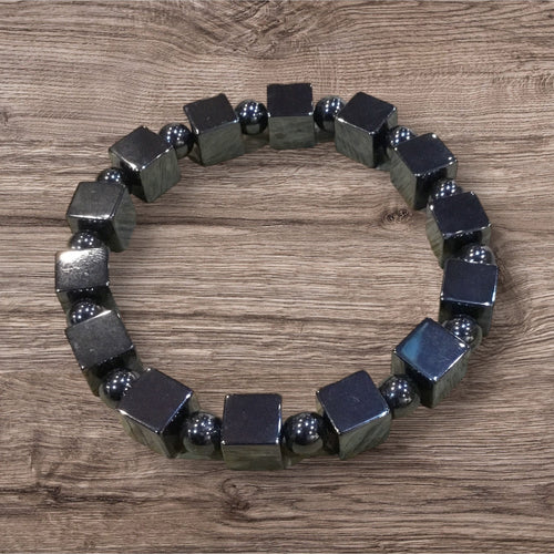 Hematite Cube Bracelet--8 mm