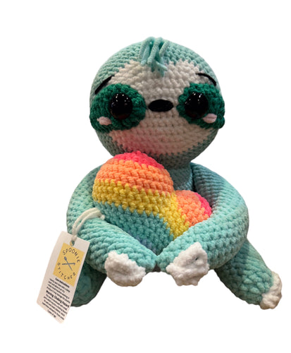Sloth with Rainbow Heart