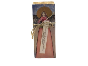 Small Wood Block Angel "There Is No Remedy For Love But To Love More"